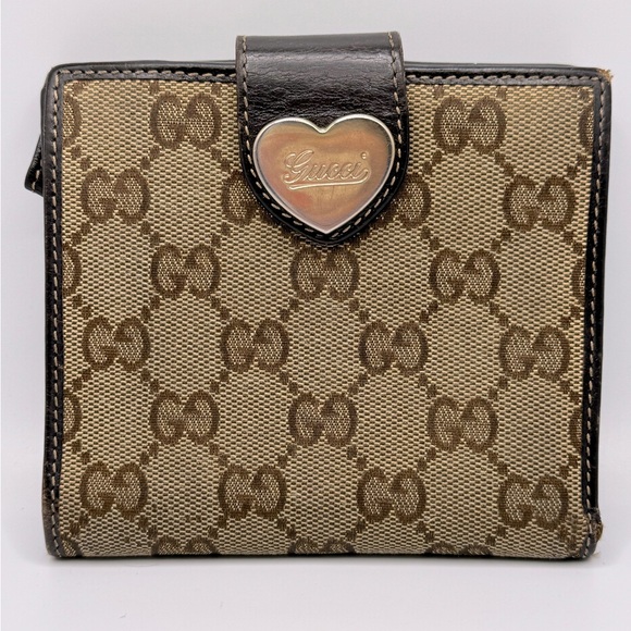 Authentic Gucci Wallet Color Brown W12cm H11cm Folding Compact GG Pattern - Picture 1 of 16